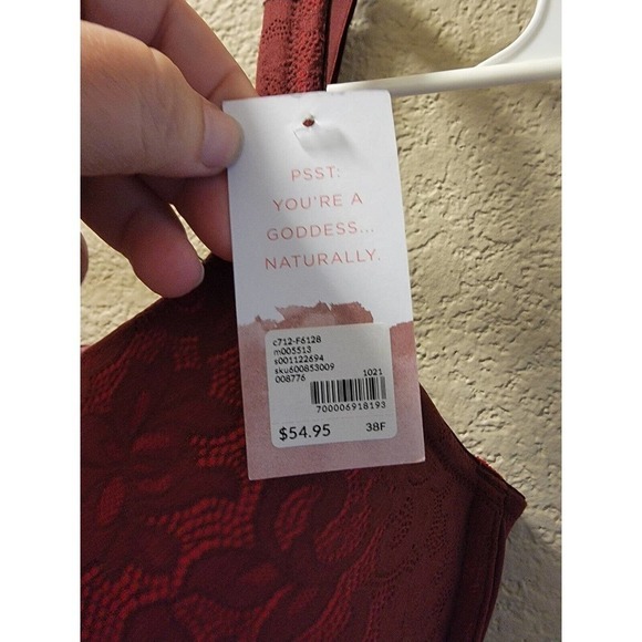 NWT CACIQUE Lane Bryant Lace Boost Plunge Bra Size 38F In Red - Picture 3 of 6